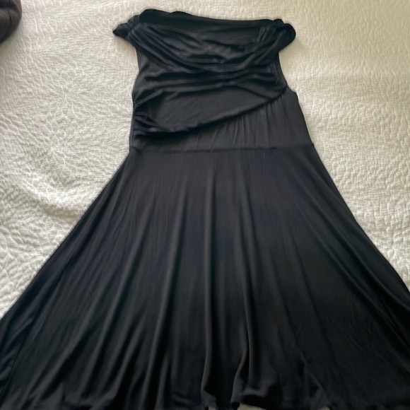 Black Dress with Draped Neckline - Picture 1 of 4
